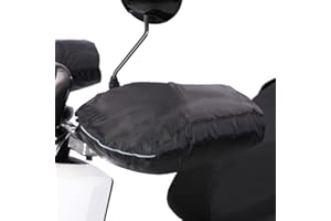 ITODA Gants de Moto Hiver Epais, Manchon de Guidon de Moto Gants Thermique imperméable Coupe-Vent Manchons Scooter de Protection de Mains Anti-froids Installé sur Poignée pour Scooter Vélo Cyclisme
