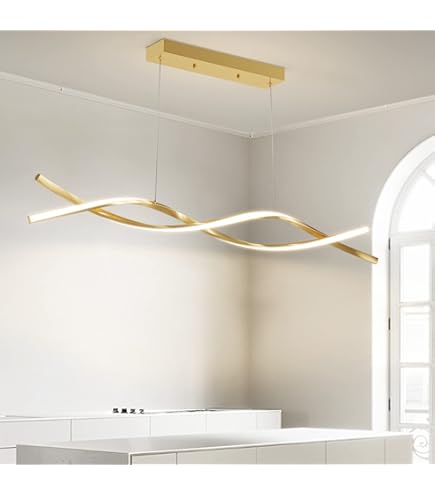 Pendant Light LED Ceiling Lights Dimmable Dining Table Hanging Lamp Modern With Remote Control Kitchen Island Chandeliers Height Adjustable For Bar Living Room Office Bedroom Ceiling (Gold, L90cm - View #9