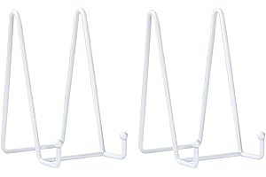 HCHLQLZ Plate Stands for Display - 6 Inch White Easel Holders for Decorative Plates, Picture Frames, Books, Tablets, Tabletop Art - 2 Pack