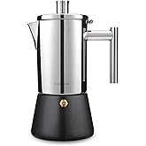 Easyworkz Diego Espressokocher für Herd, Edelstahl, italienische Kaffeemaschine, Mokkakanne für 6 Tassen, 300 ml Espressokann