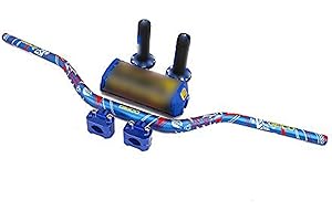 AnXin, Manubrio per modo da 28 mm, con morsetto per montaggio su manubrio + cuscinetto + impugnature, per moto Honda, Yamaha, Kawasaki, Suzuki, per pit dirt bike e moto off road, colore blu