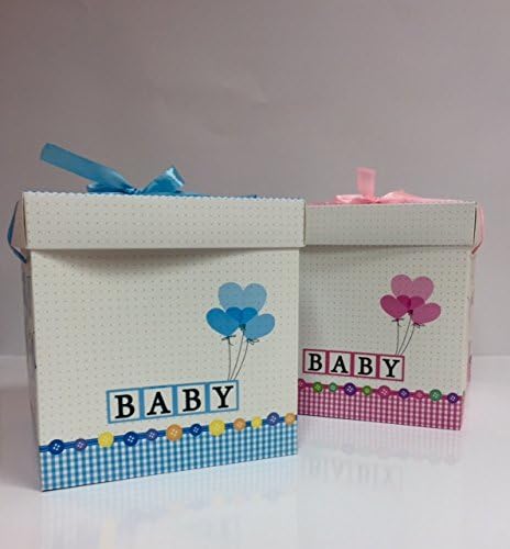 dalbags – Pack of Pack of 2 for Baby in 2 Colours Size 20 x 20 x 20 cm light blue complete with Gift Boxes of Pink Laces Ideal for Baby Shower Christening Birthday Party Themed