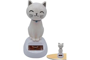 POMUROM Solarbetriebene Tanzende Katze, Solarbetriebener Schwingender Katze, Solar Tanzende Katze Wackelfigur Spielzeug für Auto Armaturenbrett Haus Büro Schreibtisch Dekoration, Geschenk für Fahrer Kinder