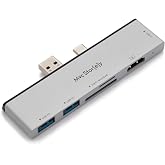 McStorey Surface Pro 7 USB C Hub 6 in 1 HDMI 4K USB 3.0 SD TF Kart Okuyucu Al&uuml;minyum Adapt&ouml;r &Ccedil;oklayıcı Tak &Ccedil;alıştır G&uuml;m&uuml;ş