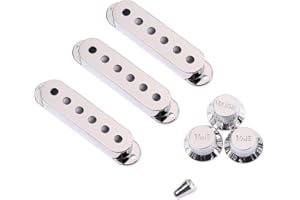 Alnicov Cubiertas de pastilla de 48/50/52 mm con tapa de punta de interruptor de 5 vías para reemplazo de guitarra Strat, cromadas