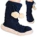 Produktbild alles-meine.de GmbH Hausschuhe / Hüttenschuhe / Pantoffel -  Strick - dunkel BLAU - Flausch gefüttert  - Größe 36 bis 41 - Plüschhausschuh - super weich - Sohle Rutschfest - fü..
