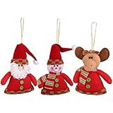 3pcs Adorno Muñeco de Nieve Ciervo Santa Claus Colgante Decoración para Árbol Navidad