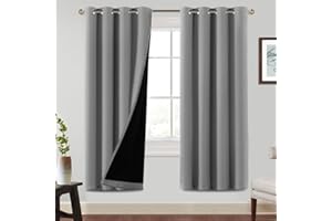 BellaHills Tende Oscuranti per Interni 2 Pezzi L140 x A225 cm, Tende Termiche per Soggiorno Tende Camera da Letto Tenda Oscurante ad Anelli Tende per Interni Tende Moderne, Grigio Tortora
