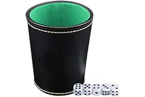 FYBlossom Gobelet De Jeux De Dés avec 5 Dés Classiques Set, Jeux De Société Jeu De Poker Menteur, Tasse De Dés en Cuir pour Jouer Aux Dés Yahtzee Farkle Menteurs Jeu De Plateau De Dés