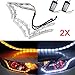 Produktbild Triclicks 2 Stück Auto LED Tagfahrlicht Fließende Blinker Licht Turn Signal Licht Streifen Lichter Frontlampe Weiß Gelb DRL Strips, 12V-24V 50cm-69cm