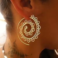 Ohrringe aus Messing - Messing Spirale Ohrringe - Zigeuner Ohrringe - Stammes-Ohrringe - ethnische Ohrringe - Indische Ohrringe - Erklärung Ohrringe - große Ohrringe - Messing Schmuck