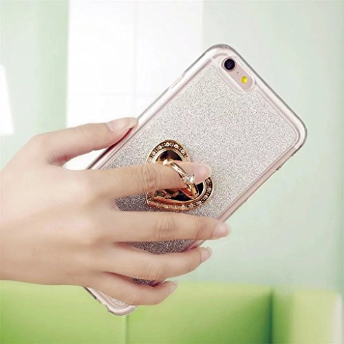 MUTOUREN TPU Silikon Hülle für Samsung Galaxy A5(2016) A510 Bling Glitzer Handyhülle Schutzhülle Etui Protective Case Cover Rück mit Ring Anti-Handytasche Bumper-Silber - 2