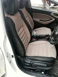 Khushal Celerio Designer Morocco Leather Front and Back Seat Covers Set for Maruti Car 800 Model Year 1997 to 2002 (Black/Cream)