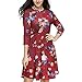 Produktbild Damen Kleider, Malloom Frauen Langarm Druck Elastische Taille Tasche Casual Dress Party Dress