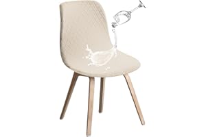 JUNZHE Shell Dining Chair Covers, Stretch Retro Chair Slipcovers Washable Removable Chair protector for Dining Room, Kitchen, Restaurant, Hotel (Beige, Set of 4)