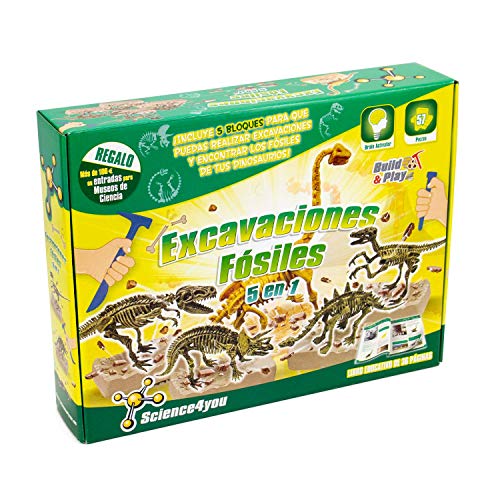 Science4you-Excavaciones fósiles 5 en 1 Juguete científico y Educativo (399679)