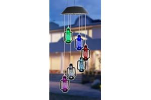 Ulalaza Carillon Solaire extérieur LED à Changement de Couleur Lumières solaires Décor Romantique pour la Maison de Jardin Patio (Kerosene Bottle)