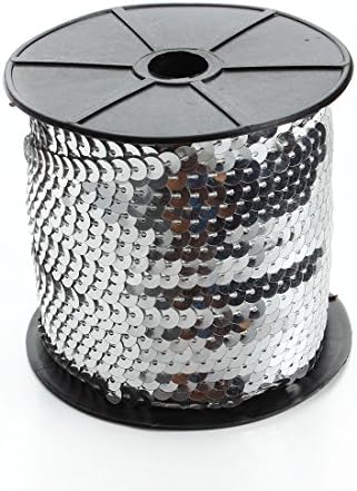 Sauvoo Beads 100 Yard/Roll 14 Color Sequins Cord Rope Thread Diameter 6mm for Necklace Bracelets DIY Making Decoration (Silver sequins)