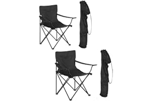 Deejaah® 2 x Portable Folding Chair – Premium Quality Lightweight with Cup Holder and Travel Carry Bag – Outdoor Folding Chair for Picnic, Camping, Fishing, Garden - Black