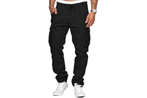 TARAINYA Pantalon Cargo Homme Coton Baggy Chino Cordon de Serrage avec Poches