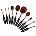 Cooling 10Pcs Professional Oval Toothbrush Design Make up Brushes Set Foundation Brushes Cream Contour Powder Blush Concealer Brush Makeup Cosmetics Tool Kit (Black+Gold)