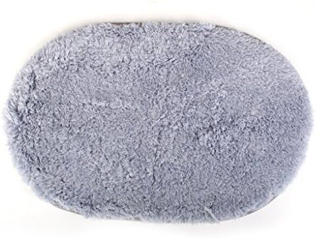 Rethinkso Oval-shaped lamb plush bathroom plush carpet small carpet Non-slip mat (grey)