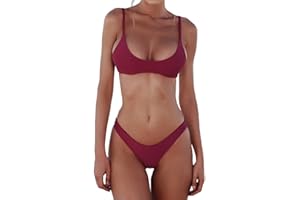 heekpek Bikinis Mujer Brasileños Bañador Ropa de Baño Push Up Dos Piezas con Relleno Traje de Baño de Tubo Color Liso