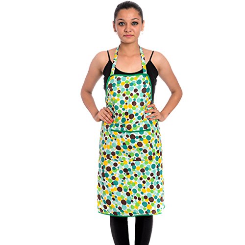 Switchon waterproof multicolor Cotton kitchen cooking apron with cap- Green Multi, free size