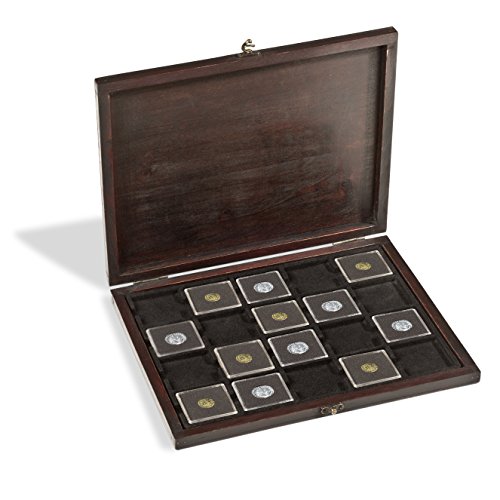 Preisvergleich Produktbild Leuchtturm 355169 Echtholz-Münzkassette RUSTIKA für 20 QUADRUM-Münzkapseln oder Münzrähmchen (50 x 50 mm) / Format 307 x 33 x 260 mm