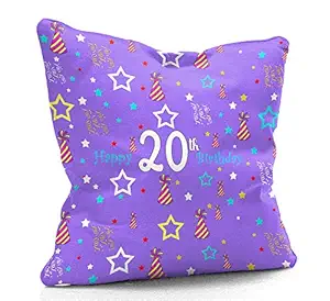 DreamVio Happy 20th Birthday Cushion,Pillow for Gifting on Birthday's of Brother,Sister,Husband,Wife,Spouse,Parents,Father,Mother Color : Purple (12 x 12 inch)