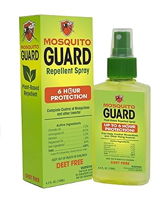 Mosquito Guard Répulsif Spray (4 FL Oz) fait avec 100% à base de plante naturelle tous les ingrédients - citronnelle, huile de citronnelle, NON toxique