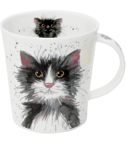 Tazza Dunoon Nevis Con Motivo Di Gatti - Porcellana Fine Bone China 480 Ml - Made In England - 4