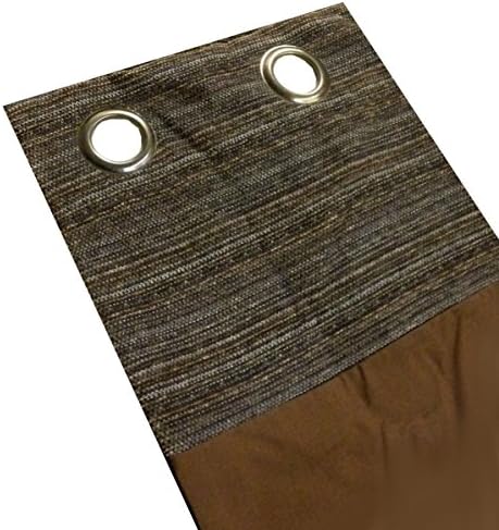 Sandown and Bourne 66" x 72" Chenille Cuff Chocolate Eyelet Curtains, Ring Top, Lined, Heavy, Brown Grey
