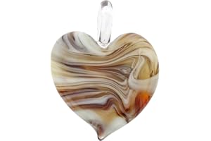 GlassOfVenice - Ciondolo a forma di cuore in vetro di Murano, marmo veneziano, colore: Cognac, Vetro, cristallo
