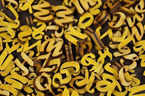 250+ Holz kleine Buchstaben (1cm) Alphabet Dekoration Selbstklebend (NF45) - 2