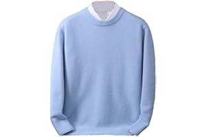 Suvoiier Maglione in Cashmere da Uomo Pullover con O-Collo Camicia da Uomo con Fondo Lavorato A Maglia Allentato Top da Uomo Casual Autunno Inverno