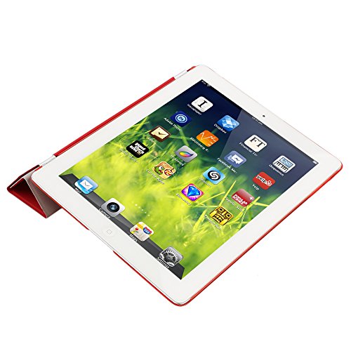 Besmall Neu Ultra Slim Edles iPad 2 3 4 Hülle – Smart Cover Leder Case Schutz Hülle Tasche + Back Case – inkl. Displayschutzfolie Reinigungstuch Stift mit Multi Ständer Auto Sleep Wake (iPad 2/3/4, Farbe:Weiß) - 2