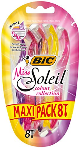 BIC Miss Soleil Colour Collection, Triple Blade Razor for Women, Great Grip and Control, With Flower Designed Handles…