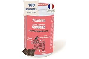 FRANKLIN – Anti Démangeaisons Chien – Complément Alimentaire Chien – Apaise Grattage et Irritations – Peau Hydratée – Poil Doux et Brillant – Riche en Omega-3, Actifs Naturels – 100 Bouchées – 150g