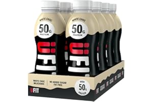 UFIT High 50g Protein Shake - White Chocolate Flavour - No Added Sugar - Low in Fat - Ready to Drink - Pack of 8 x 500ml (Packaging May Vary)