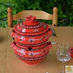 Couscoussier Tatoué rouge - Grand modèle