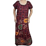 Indiatrendzs Women Nighty Cotton Check Paisley Printed Nightwear , Nightgowns (Chest 46)