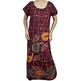 Indiatrendzs Women Nighty Cotton Check Paisley Printed Nightwear , Nightgowns (Chest 46)