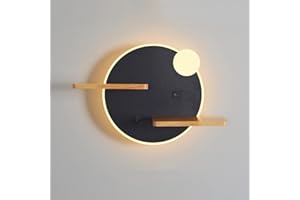 HKLY Applique Murale LED Intérieur avec Port USB et Interrupteur, Lampe Murale Chambre Hôtel 11W Lampe de Chevet Metal Moderne avec Étagère en Bois, Lampe de Lecture 3000K Blanc Chaud Veilleuse (B2)