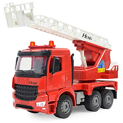 Preisvergleich Produktbild DUCKTOYS Große Simulation Elektro-Feuerwehr-Spielzeug-Mit Teleskopleiter Rettungslampe Und Musik, Trägheit Feuerwehreinsatz Modell