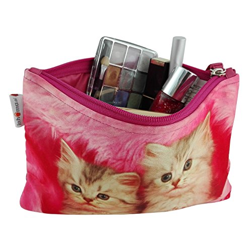 Preisvergleich Produktbild Damen Kosmetiktasche mit Katzen-Babies Foto-Druck / Schutzpolsterung für Glasflacons / Schminktasche perfekt für Unterwegs & Reisen / Ideale Aufbewahrung in der Handtasche / Kulturbeutel abwaschbar