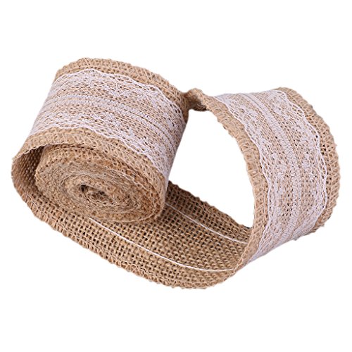 Hessisch Weiß Spitze Sackleinen Kunst Farbband für Vintage Hochzeit Zuhause Dekor 2M - 6