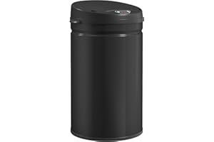 HOMCOM Mülleimer mit Sensor 30L Edelstahl Automatischer Leiser Mülleimer mit Soft-Close-Deckel, Bewegungssensor, Fingerabdruckresistente Abfalleimer für Büro, Schlafzimmer, Küchen Schwarz