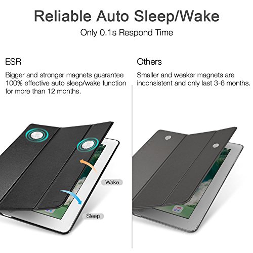 iPad Pro 10.5 Hülle, ESR® Yippee Series Auto aufwachen/Schlaf Funktion Ledertasche mit Schwarz Rückseite Abdeckung Leichtgewicht Anti-Kratzer Schutzhülle für iPad Pro 10.5 (Schwarz) - 3