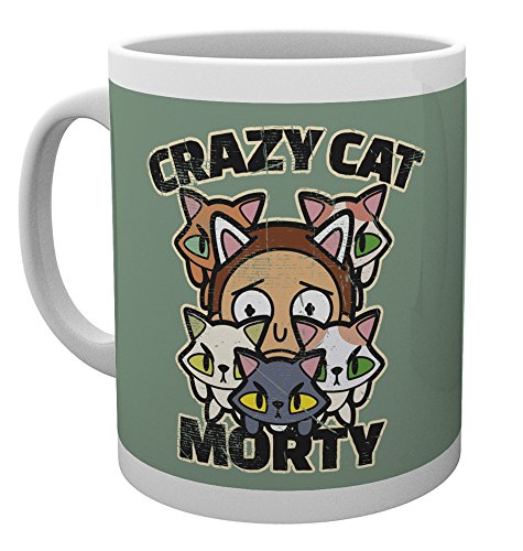 GB eye Rick y Morty Crazy Cat Morty taza, multicolor